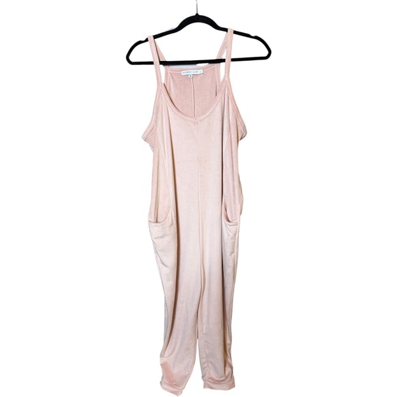 Sincerely Jules Pants - Sincerely Jules Jumpsuit Large Pink Velour Sleeveless Pocket Jogger JA0074819